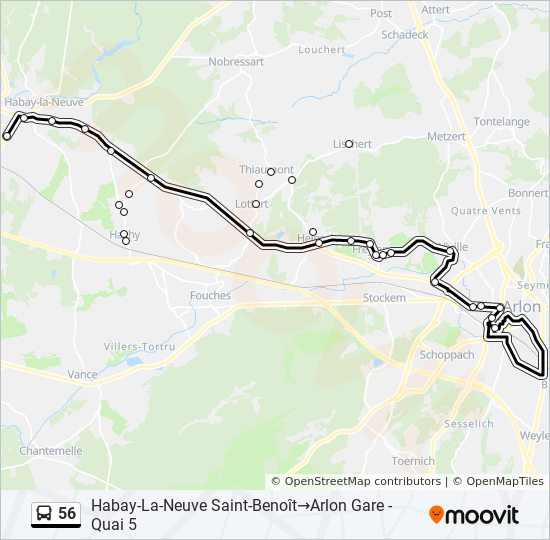 Plan de la ligne 56 de bus