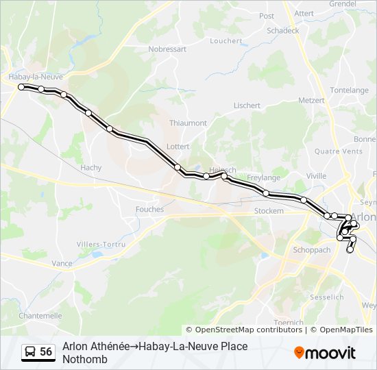 Plan de la ligne 56 de bus