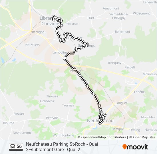 Plan de la ligne 56 de bus