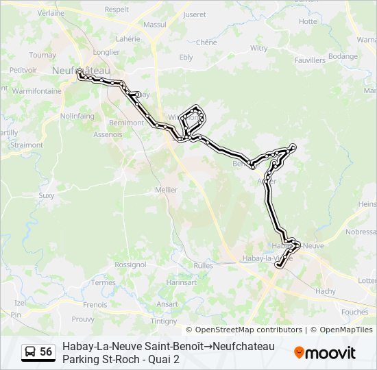 Plan de la ligne 56 de bus