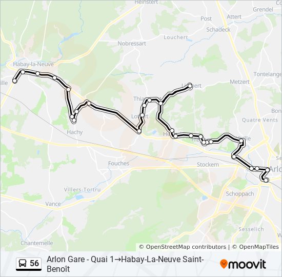 Plan de la ligne 56 de bus