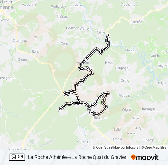 Plan de la ligne 59 de bus