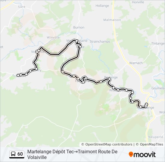 Plan de la ligne 60 de bus