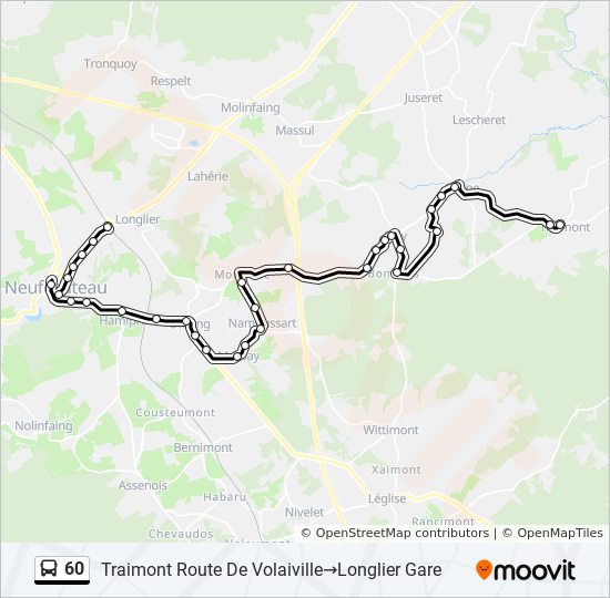 Plan de la ligne 60 de bus