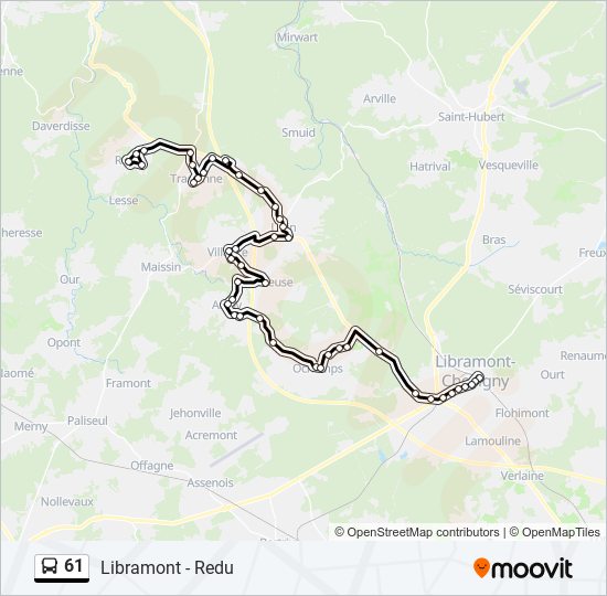 Plan de la ligne 61 de bus