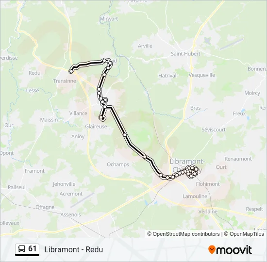 61 Bus Line Map