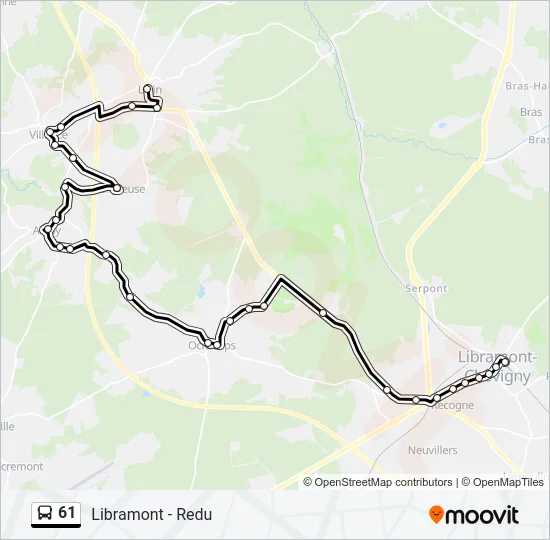 61 Bus Line Map