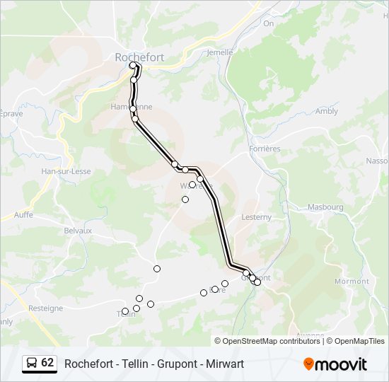 Plan de la ligne 62 de bus