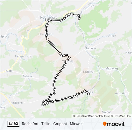 Plan de la ligne 62 de bus