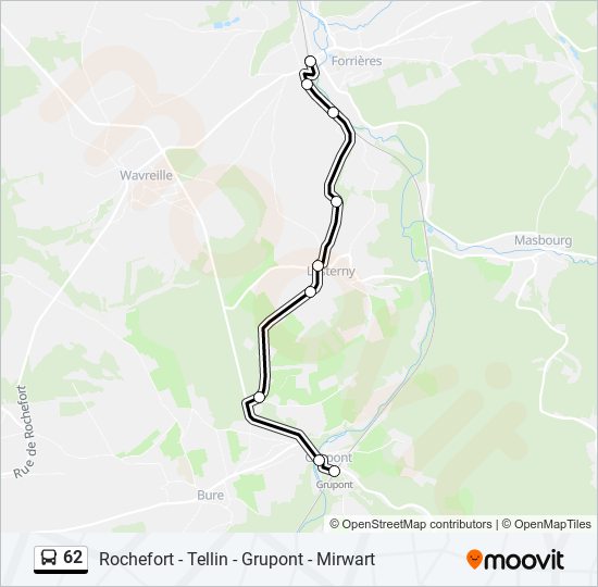 Plan de la ligne 62 de bus