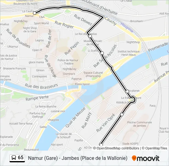 65 Bus Line Map