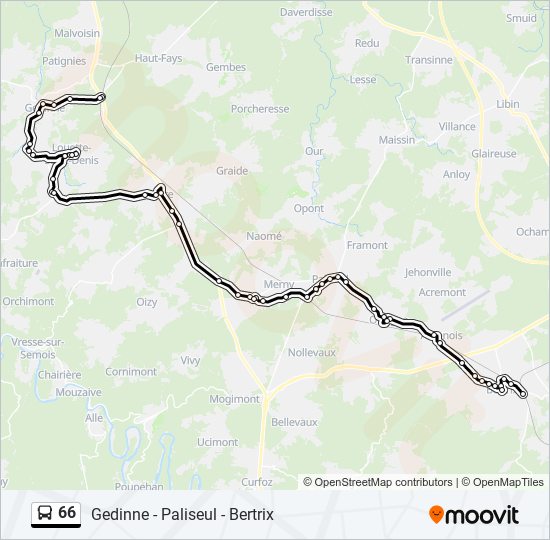 Plan de la ligne 66 de bus