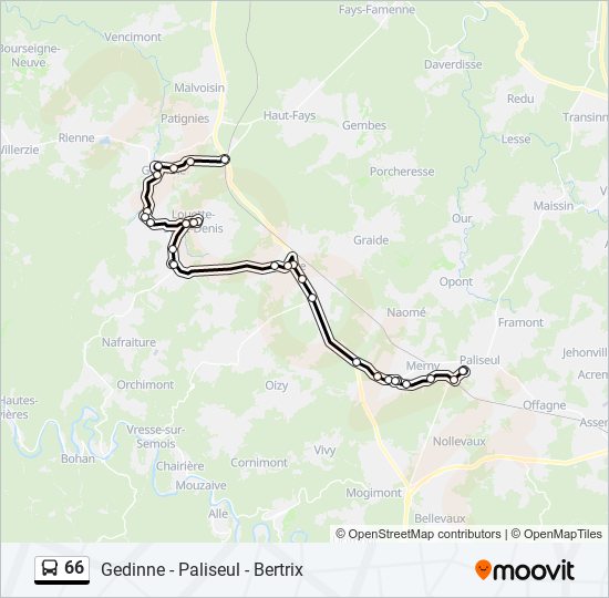 Plan de la ligne 66 de bus