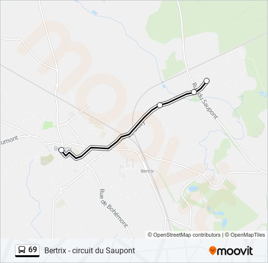 Plan de la ligne 69 de bus