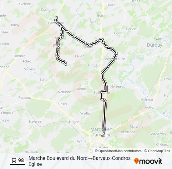 98 Bus Line Map