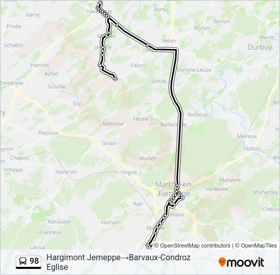 98 Bus Line Map