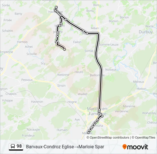 98 Bus Line Map