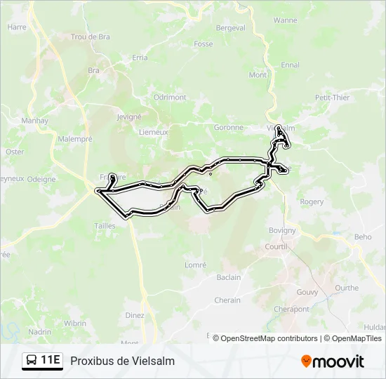 11E Bus Line Map