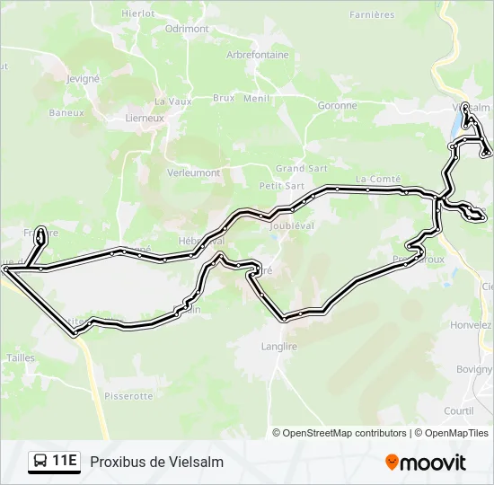 11E Bus Line Map