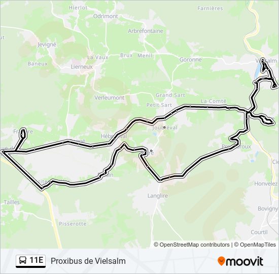 11E bus Line Map