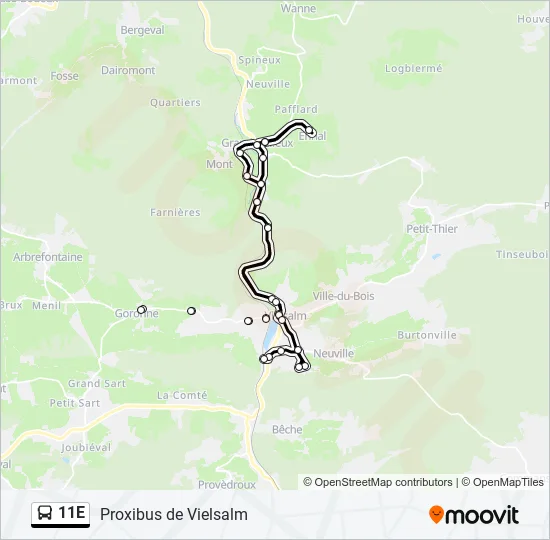 11E Bus Line Map