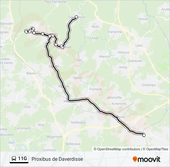 11G Bus Line Map