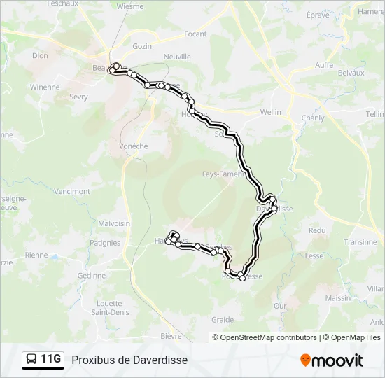 11G Bus Line Map