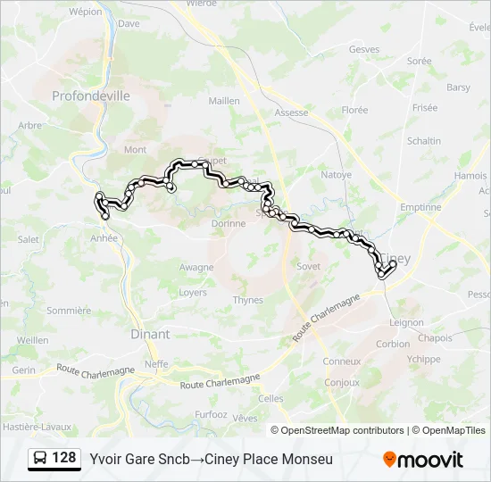 128 Bus Line Map