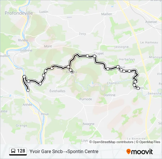 128 Bus Line Map