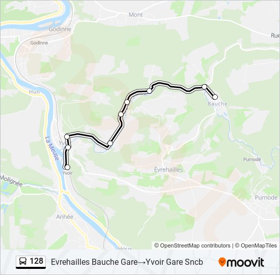 Plan de la ligne 128 de bus