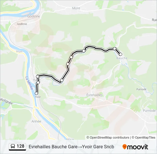 128 Bus Line Map