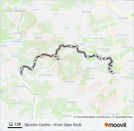 128 Bus Line Map