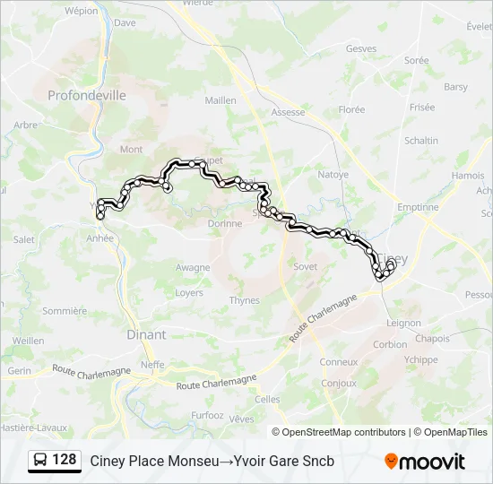 128 Bus Line Map