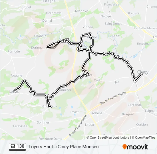 130 Bus Line Map