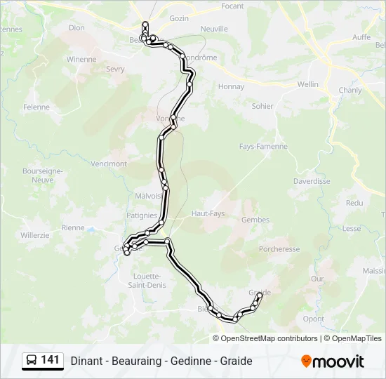Plan de la ligne 141 de bus
