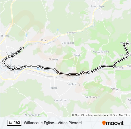 Plan de la ligne 162 de bus