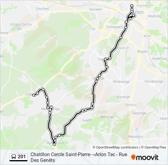 Plan de la ligne 201 de bus