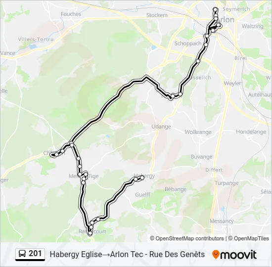 201 Bus Line Map