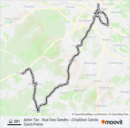 Plan de la ligne 201 de bus