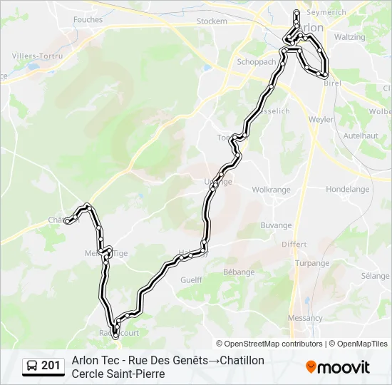 201 Bus Line Map
