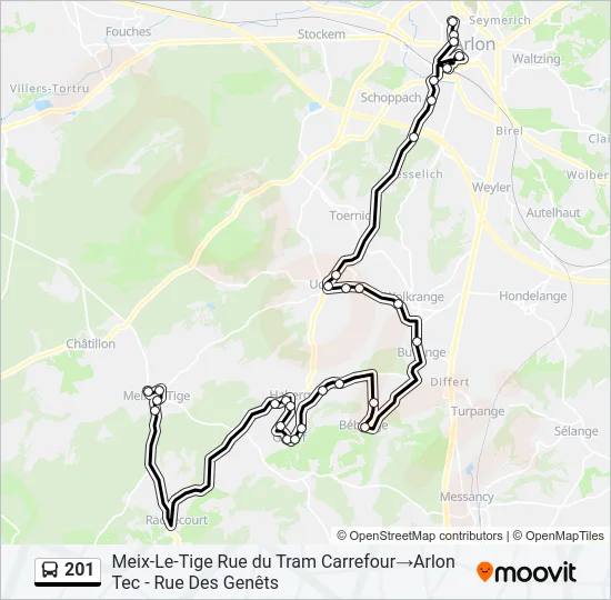 201 Bus Line Map