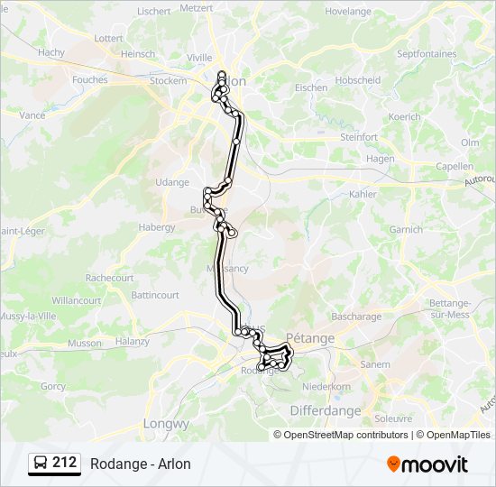 Plan de la ligne 212 de bus