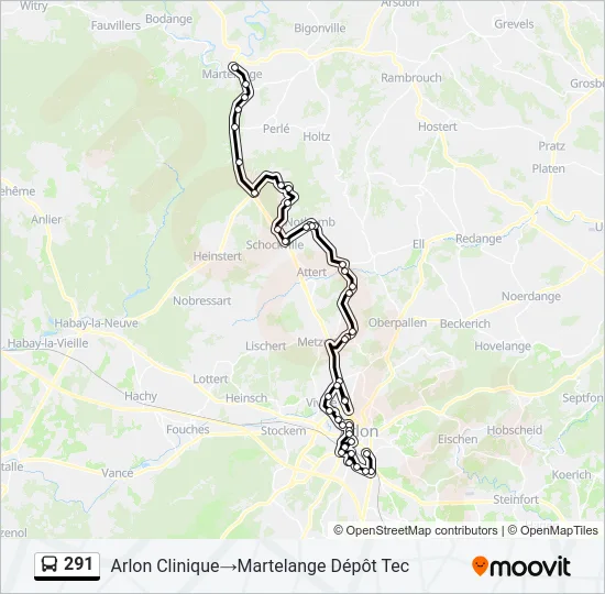 291 Bus Line Map