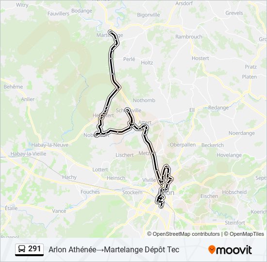 291 bus Line Map