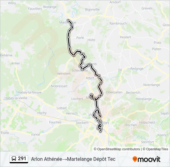 291 Bus Line Map