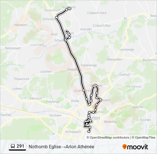 291 Bus Line Map