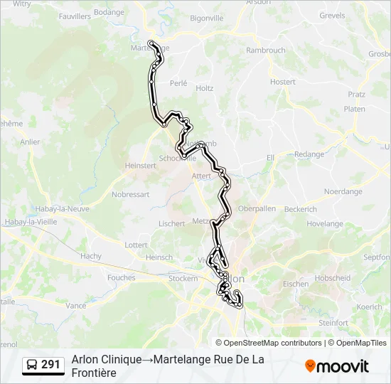291 Bus Line Map