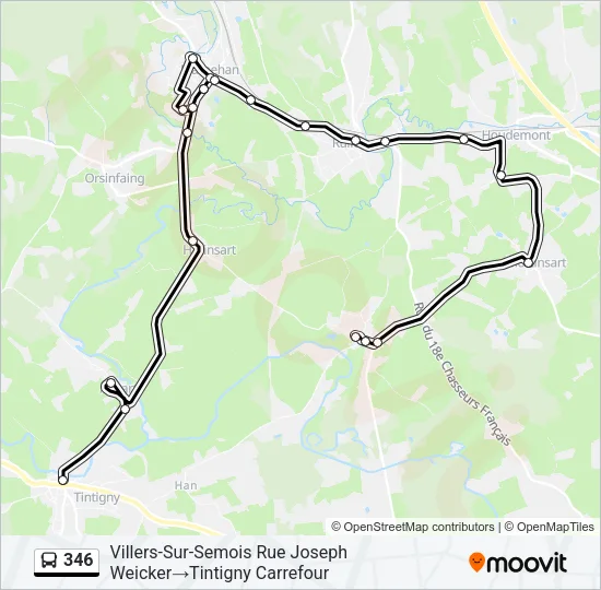 346 Bus Line Map