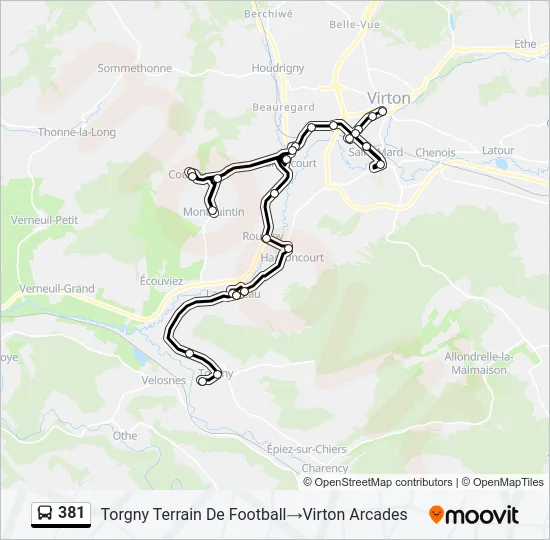 381 Bus Line Map