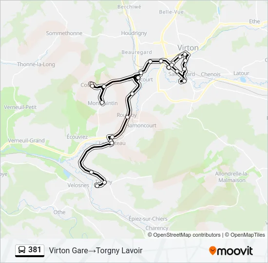 381 Bus Line Map